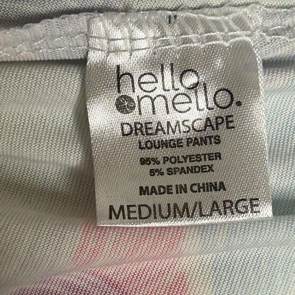 HELLO MELLO Signature Lounge‎ Pajama Pants Head In Clouds M L Pastel Wide Leg - Picture 3 of 6